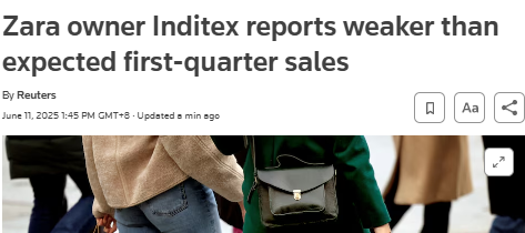 精选期货配资 Zara母公司Inditex第一季度营收不及预期，夏季销售开局缓慢